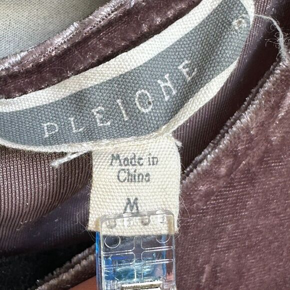 2/$30 Pleione Crushed Velvet Babydoll Top Womens M Y2K Fairy Grunge Bow Metallic - Picture 5 of 12